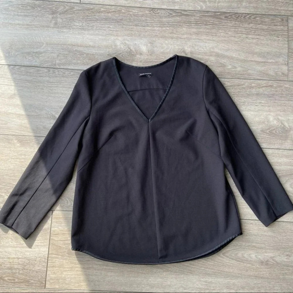 Club Monaco V Neck Satin  Trim Blouse - Picture 4 of 16